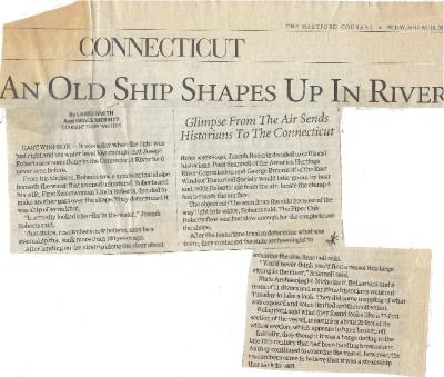 "An Old Ship Shapes Up In River",  Hartford Courant article, August 10, 2001.