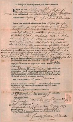 Property deed from Solomon Ellsworth to Rufus Crane