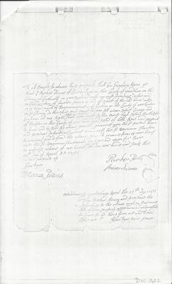 Photocopy of Parker Adams Deed  1751