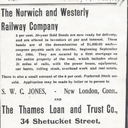Letter relating to the Norwich and Westerly Railway 
