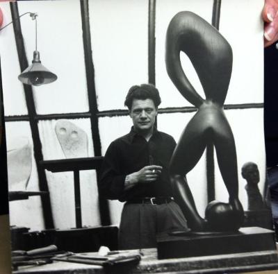 Unknown sculptor in his studio