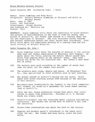 Oral history interview with Grace Cummings and Fred Kelly