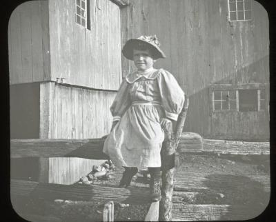 Girl sitting on fence