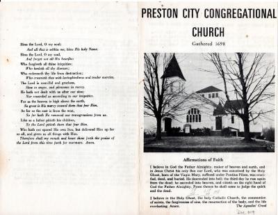 Preston City Congregational Church history pamphlet (undated) - at least 1966