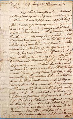 Letter: from Thaddeus Burr 5 August 1782