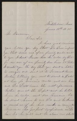 Letter: To P.T. Barnum from M. Lavinia Warren, June 12, 1878