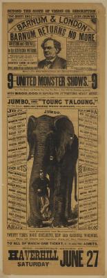 Advertisement: Handbill for "Barnum & London, Barnum Returns No More", June 27