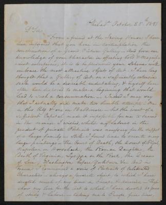 Letter: To P.T. Barnum from Rembrandt Peale, October 25, 1851