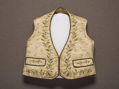 Textile: Miniature embroidered silk vest belonging to Charles S. Stratton