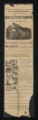 Newspaper ad: "P. T. Barnum's New and Greatest Show on Earth," July 14, 1876