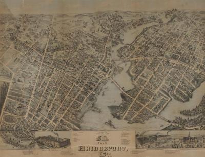 Map: "[Birdseye] View of Bridgeport, Connecticut, 1875"