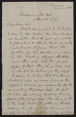 Letter: Dear sir from P.T. Barnum, March 2, 1860