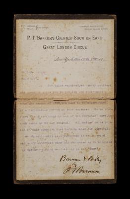 Letter: Souvenir Contract with P. T. Barnum &amp; Co., 1888