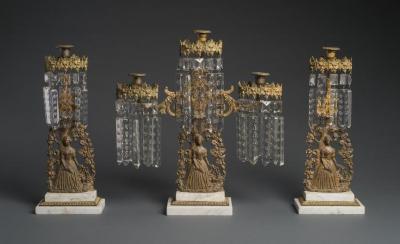 Decorative object: Set of girandole candlesticks featuring Jenny Lind