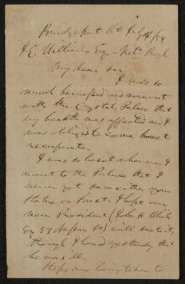 Letter: To I.E. Williams from P.T. Barnum, July 14, 1854 (includes typescript copy)