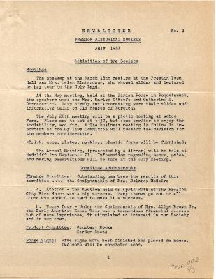 Preston Historical Society Newsletter July 1967