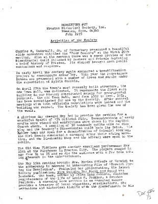 Preston Historical Society Newsletter July 1975

